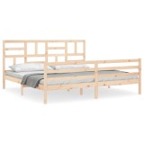 Cumpara ieftin Cadru pat cu tablie 200x200 cm, lemn masiv de pin