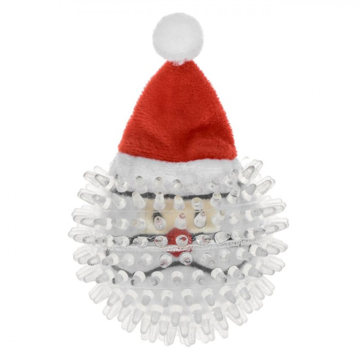 Jucărie Crăciun C&acirc;ini, Minge Transparentă, Plus Moș Crăciun, 9 cm