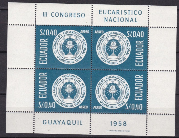 Ecuador 1958 MI bl.7 MNH