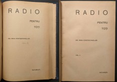 rara 1931 RADIO pentru TOTI Vol. 1+2 Mihai Konteschweller 670 pag 714 figuri I+II Lucrare premiata de Academia Romana scheme electro reclame aparate