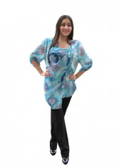 Bluza fashion cu lungime asimetrica, masura mare, nuanta turcoaz foto
