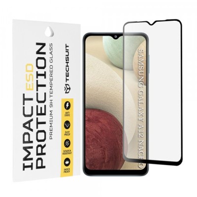 Folie de protectie Ecran Techsuit pentru Samsung Galaxy F12 F127 / A12 Nacho A127 / M02 M022 / M12 M127, Sticla Securizata, Full Glue, Neagra foto