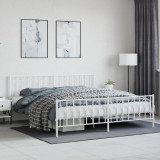 VidaXL Cadru pat metalic cu tăblie de cap/picioare&nbsp;, alb, 193x203 cm