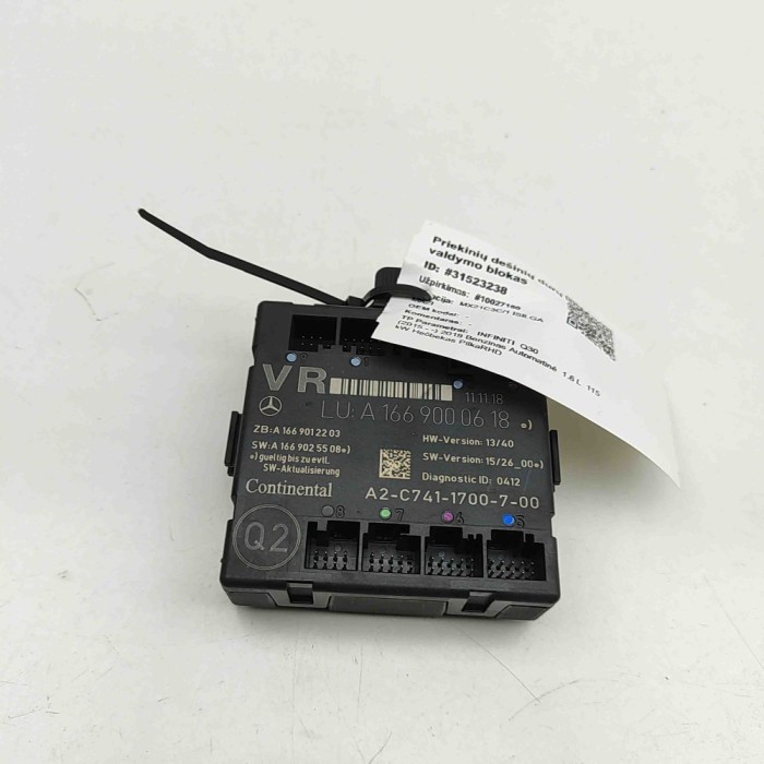 Modul de control ușă dreapta față INFINITI Q30 2019 OEM: A1669000618,A1669012203,A1669025508,A2C7411700700 31523238