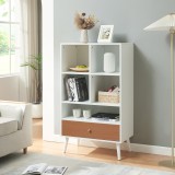 Biblioteca cu sertar Reyljand 120x70x40 cm alba cu front teak