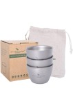Set de 3 căni mini de ceai din oțel inoxidabil cu perete dublu, reutilizabile, pentru camping, drumeții, tr