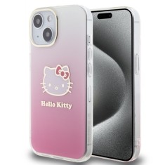 Husa pentru iPhone 15 - Hello Kitty Hardcase IML Gradient Electrop Kitty Head (HKHCP15SHDGKEP) - Pink