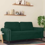 vidaXL Canapea cu 2 locuri, verde &icirc;nchis, 140 cm, catifea 359531