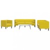 VidaXL Set canapele Chesterfield cu perne rulou 3 piese galben catifea 3209287