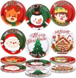 Set de 60 farfurii model de Craciun Alaiyaky, hartie, multicolor, 22,5 cm