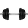 Gantera 12kg DHS Fitness, Set 6 Discuri Otel, Argintiu-Negru, Bara 35cm, Fitness Acasa/Sala