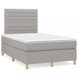 Gossi pat cu arcuri, saltea si led, gri deschis, 120x190 cm, textil