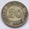526. Moneda Mauritius 20 cents 1899 - varianta fara litera - Argint