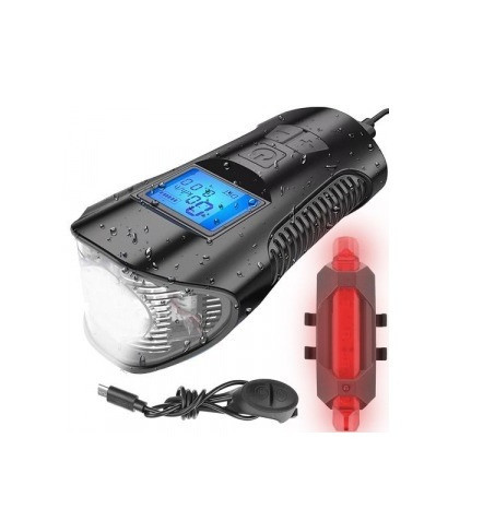 Set stop si far pentru bicicleta cu kilometraj LCD 5 functii