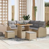 Cumpara ieftin Set 8 piese sofa grădină cu perne Bej Ratan Poliester Acacia