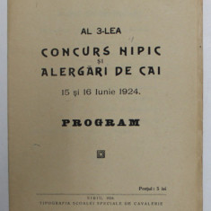 AL 3 - LEA CONCURS HIPIC SI ALERGARI DE CAI - PROGRAM , 15 si 16 IUNIE 1924