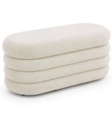 Taburet tapitat Puffo cu spatiu de depozitare, velur, 100x42x42 cm, crem Household NewTrend
