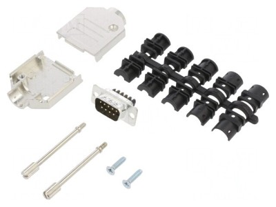 Conector D-Sub 9-Pin Tată Drept cu Şuruburi Gold Flash pe Cablu foto