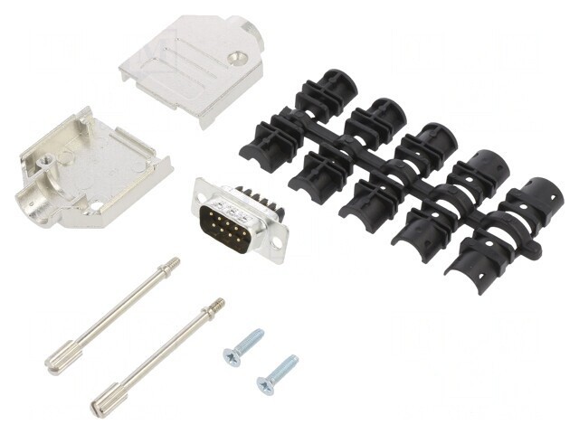Conector D-Sub 9-Pin Tată Drept cu Şuruburi Gold Flash pe Cablu