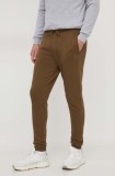 BOSS Orange pantaloni de trening din bumbac culoarea verde, melanj