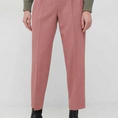 PS Paul Smith pantaloni de lana femei, culoarea portocaliu, lat, high waist