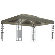 Pavilion cu acoperis dublu si lumini LED, gri taupe, 3x4m GartenMobel Dekor