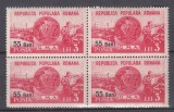 ROMANIA 1952 LP 308 G.M.A. SI F.G.M.A. SUPRATIPAR BLOC DE 4 TIMBRE MNH, Nestampilat