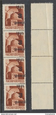 ROMANIA Ardealul de Nord Oradea I timbru 3P pe 20f eroare deplasare streif 4 MNH foto