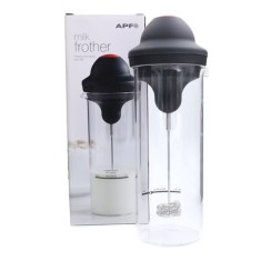 Spumator Electric de Lapte și Cafea APF&reg; &ndash; Mixer Portabil, 450ml, Pahar din Sticlă Borosilicată, Alimentare pe Baterii