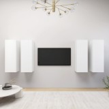 vidaXL Dulapuri TV, 4 buc., alb, 30,5x30x90 cm, lemn prelucrat