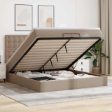 vidaXL Cadru de pat otoman cu saltele Cappucino piele artificială 3313874