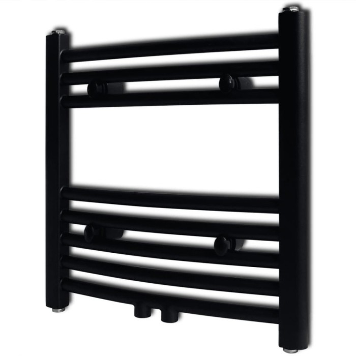 Radiator port-prosop &icirc;ncălzire centrală baie, curbat, negru 480x480 mm