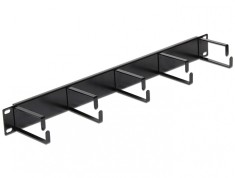 Organizator cabluri pentru Rack 19&quot;/1U cu inele orizontale metal, Delock 42496