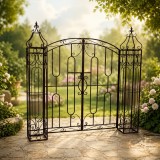 Poarta decorativa pentru gradina din metal, suport plante, 170x26x163 cm