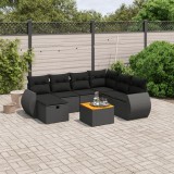Cumpara ieftin Set mobilier de grădină cu perne, 8 piese, negru, poliratan