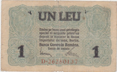 ROMANIA 1 LEU BGR 1917 aF foto