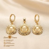 Set Soare Auriu , cercei E i pandantiv placati cu aur 14K