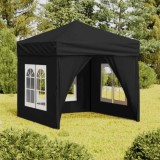 VidaXL Cort pliabil pentru petrecere, pereți laterali, negru, 2x2 m