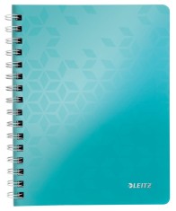 Caiet de birou Leitz WOW A5 coperta PP cu spira 80 file matematica Caiet A5 80F Mate Turcoaz Spira Cop PP WOW Leitz