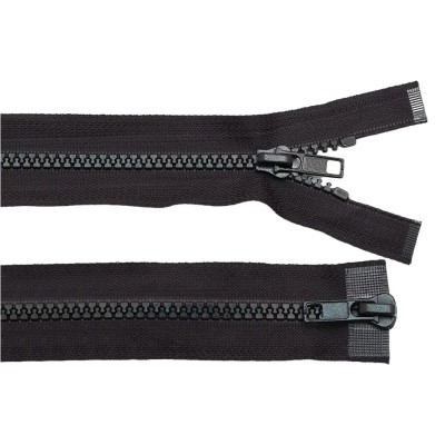 Fermoar plastic detasabil Crisalida, 2 cursoare, lungime 80 cm, Negru foto