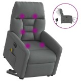 vidaXL Fotoliu electric masaj rabatabil cu ridicare, gri &icirc;nchis textil
