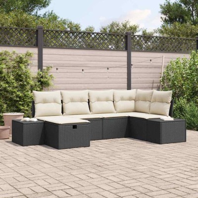 vidaXL Set de canapele pentru grădină 6 pcs Negru 55 x 62 x 69 cm 3360708 foto