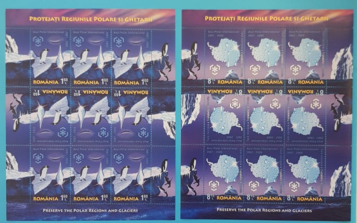 TIMBRE ROMANIA 2009 L.P 1829c PROTEJATI REGIUNILE POLARE SI GHETARII MNH**