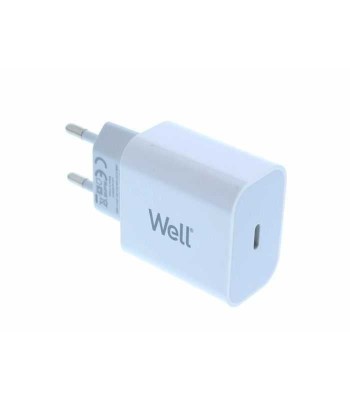 Incarcator retea - USB type C PD 20W alb Well PSUP-USB-WPD12003WE-WL foto
