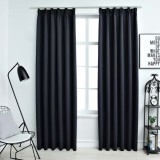 Draperii opace cu c&acirc;rlige, 2 buc., antracit, 140 x 245 cm