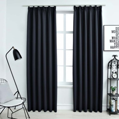 vidaXL Draperii opace cu c&amp;acirc;rlige, 2 buc., antracit, 140 x 245 cm foto