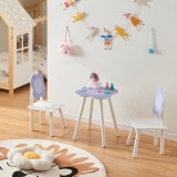 Set masa cu 2 scaune copii Simrishamn alb lila [en.casa] HausGarden Leisure