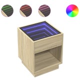Cumpara ieftin Noptiera cu LED infinity, stejar sonoma, 40x40x50 cm