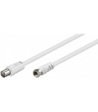 Cablu conexiune antena/ Satelit 2.5m F tata - Coaxial tata alb Goobay