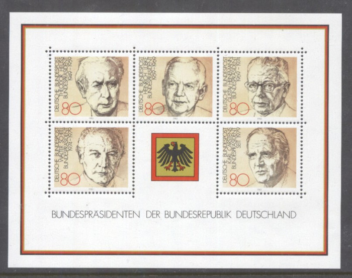 Germany Bundes 1982 Presidents perf. sheet Mi.B18 MNH DA.176